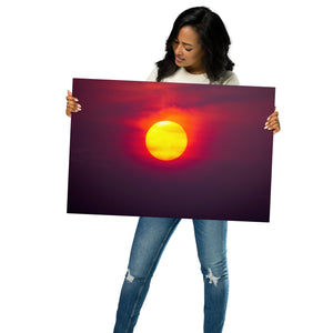 Metal Prints: Beautiful sun with red colored sky